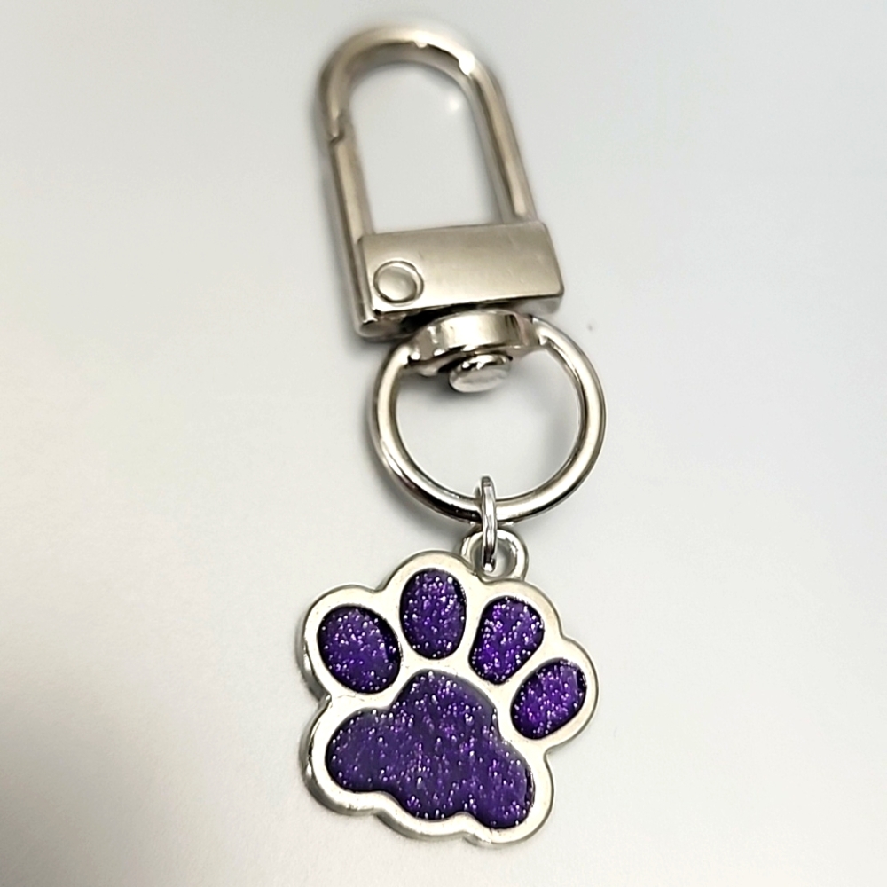 Sparkle Paw Print  ZIPPER Pull purse charm Or Charm bracelet Lobster claw